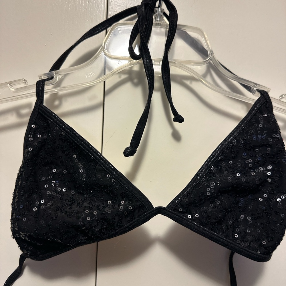 Black sequin bikini top